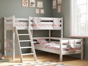 Угловая кровать Соня Вариант 8 с наклонной лестницей белая в Арамиле - aramil.magazinmebel.ru | фото